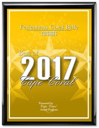 Nominierungsurkunde, Ferienhaus Coral Belle in Cape Coral, zur Wahl des besten Ferienhauses in Cape Coral 2017